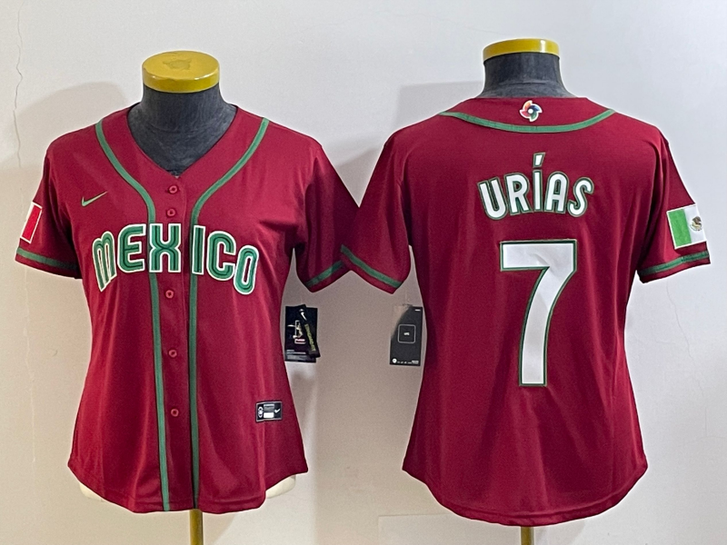 Youth Mexico Baseball #7 Julio Urías 2023 Red World Baseball Classic Stitched Jersey